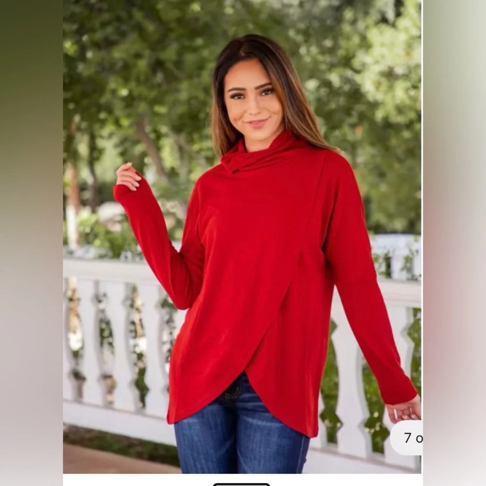 Tickled Teal Athena Cowl Neck Top-size xl - Picture 1 of 11